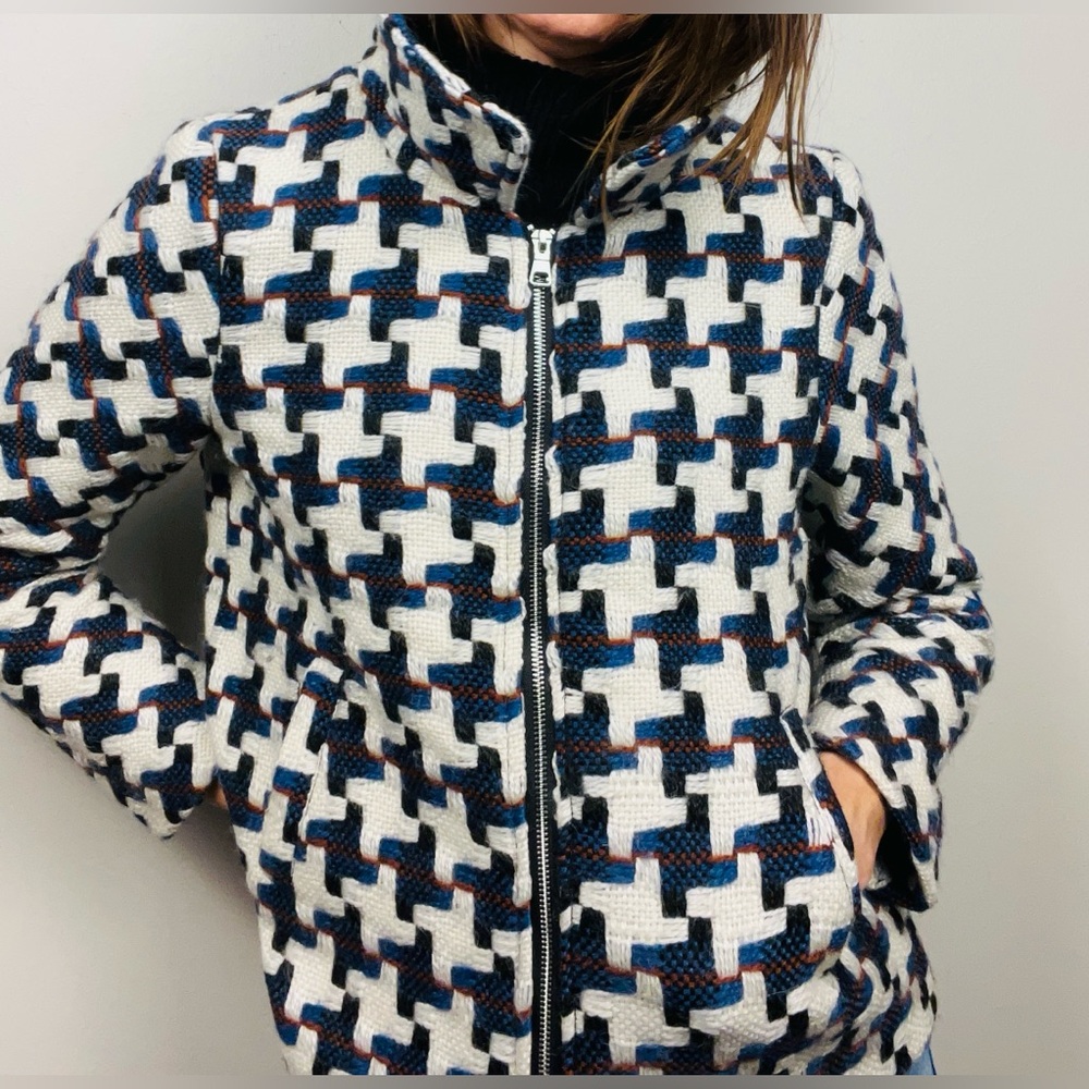 Retro Geometric Pattern Jacket – Retro Zip-Up Statement Jacket – Fits M/L - Picture 11 of 12